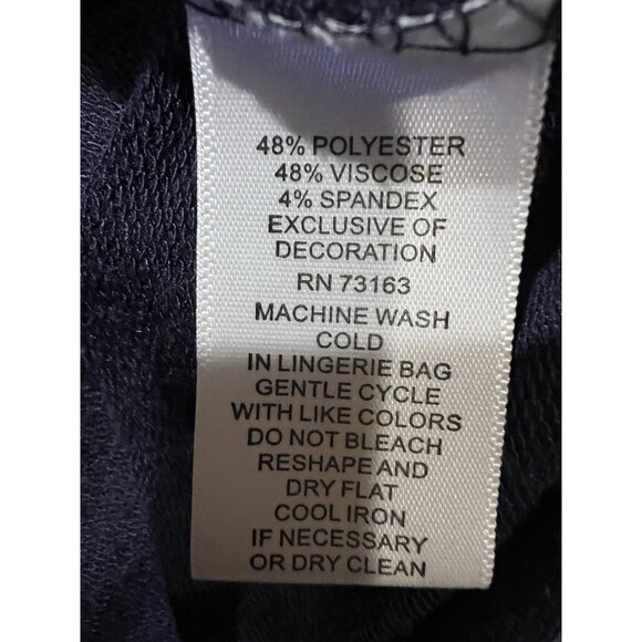 Spence Short Sleeve Navy Blue Midi Dress With Embroidery And Tie Neck Size XL - Picture 7 of 7